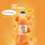 DİMES Doğal Sıkma Havuç & Portakal Suyu 700 ml x 6 Adet