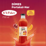 DİMES Doğal Sıkma Portakal & Nar Suyu 700 ml x 6 Adet