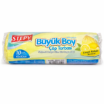 Stepy Büzgülü Büyük Boy Limon Kokulu Çöp Torbası 65x80 cm 10 Adet