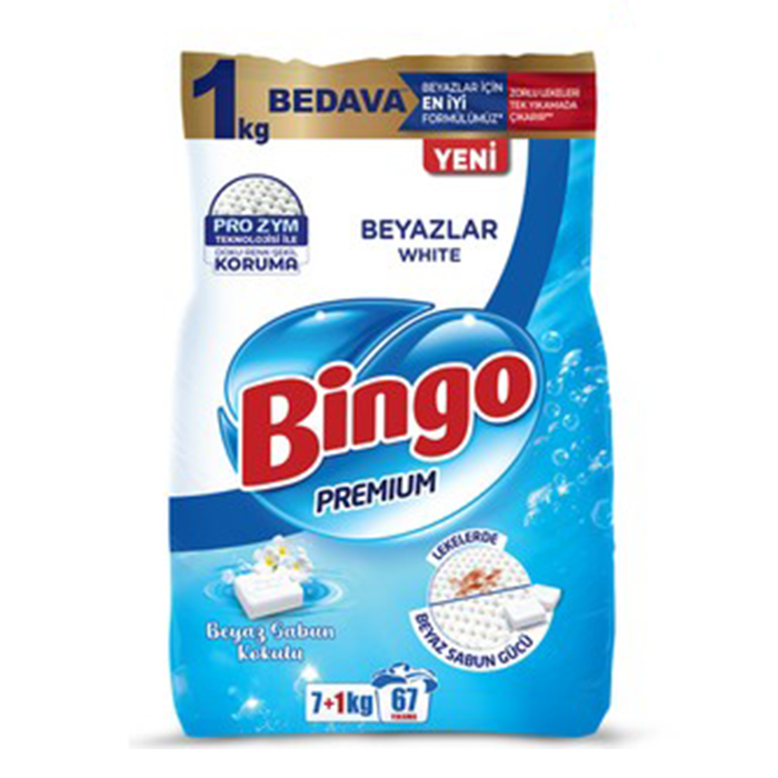 bingo2 Bingo Matik Premium Toz Çamaşır Deterjanı Beyaz 8 Kg - Görsel 1
