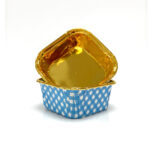 Dolphin Muffin Kare Mavi-Altın Kek Kapsülü 25 Adet